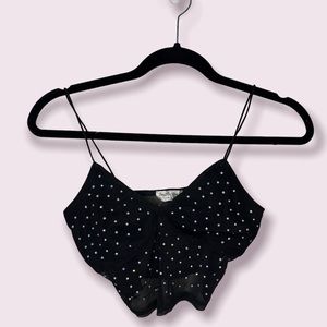 Black Bejeweled Cropped Tank Top